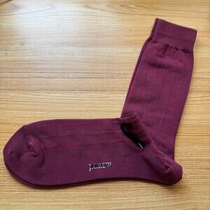 J.Crew Solid Dress Socks Mens OS Maroon Stretchy Mid Calf Cotton Blend One Pair